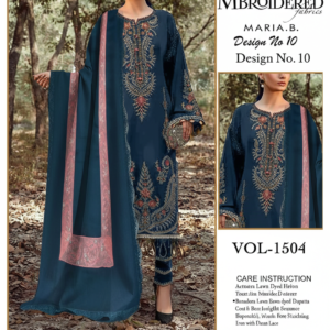 Designer blue Embroidered Fabrics
