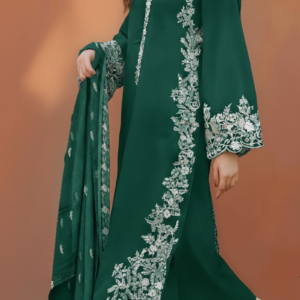 Intricate Floral Embroidered Teal dress